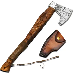 | Viking Bearded Handmade Wooden Axe with Ash Wood Handle for Outdoor Camping, Hunting, Fishing, Survival, Woodworking, Hiking, Axe Carving