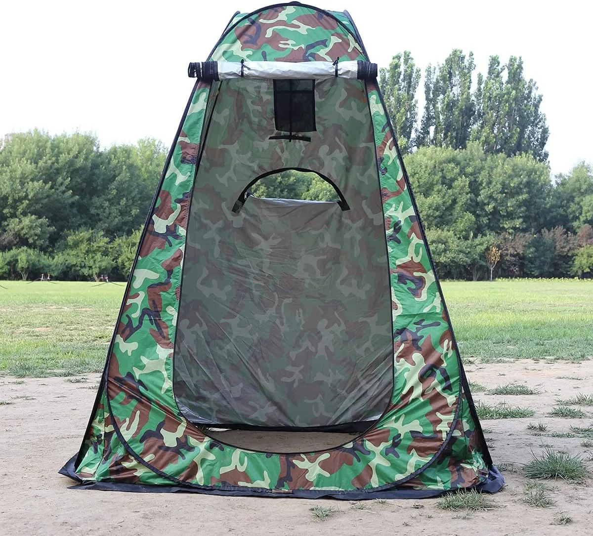 1-2 Person Portable Pop Up Shower Privacy Shelter Tents with 3 Windows, Waterproof Anti-UV Picnic Camping Fishing Shelter Tent, Outdoor Dressing Room Beach Isolation Sun Shelter (Camouflage)