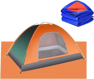 1 Piece Pop-up Camping Tent, Lightweight Anti-UV Tents, Waterproof Windproof Tent, and with 1 Piece Waterproof Tarp, for Outdoor, Hiking, Camping, Hunting, Fishing, etc