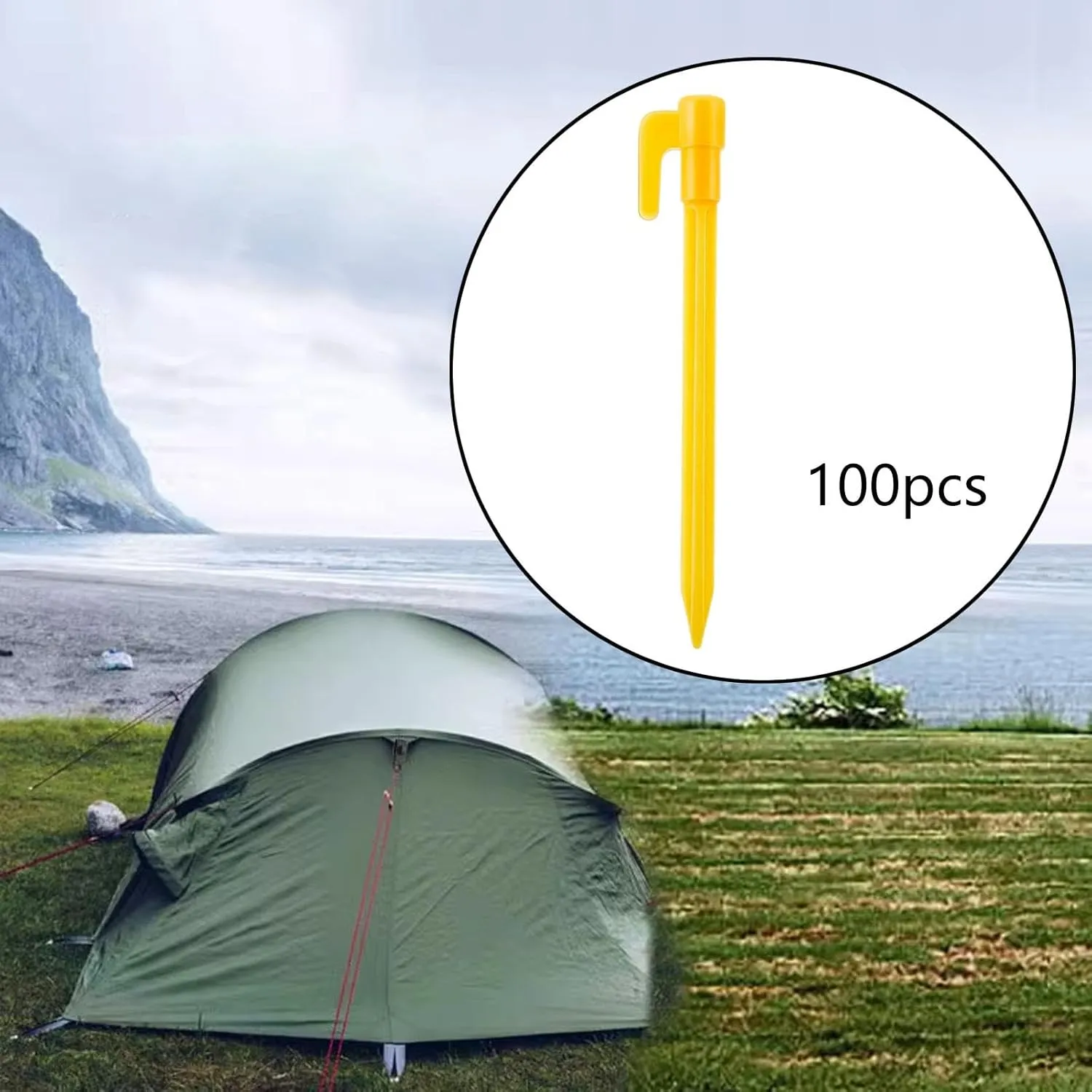 100Pcs Tent Stakes Ground Pegs Practical Anchor Windproof Lightweight Camping Stakes Portable for Yard Awning Shelter Garden, Style D