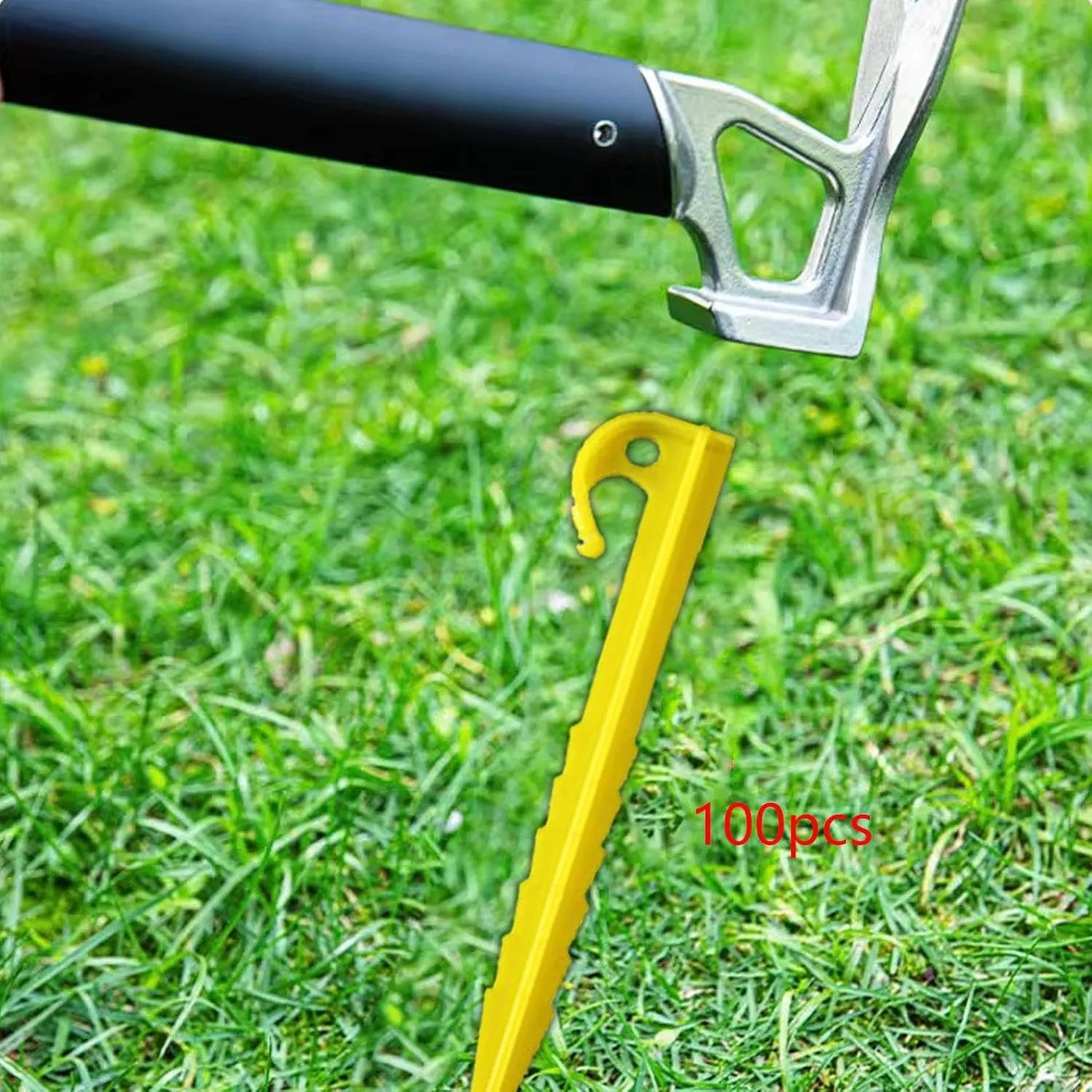 100x Tent Stakes Pegs Camping Stakes Accessories, Durability, Ground Pegs Portable for Backyard Outdoor Awning Shelter Hiking, Style B