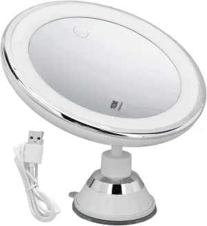 10X Magnifying Makeup Mirror with Lights, Rechargeable Powerful Locking Suction Cup Bathroom Shower 360 Degree Rotation Portable Cosmetic Intelligent Switch for Home Travel Lighted Vanity Tabletop