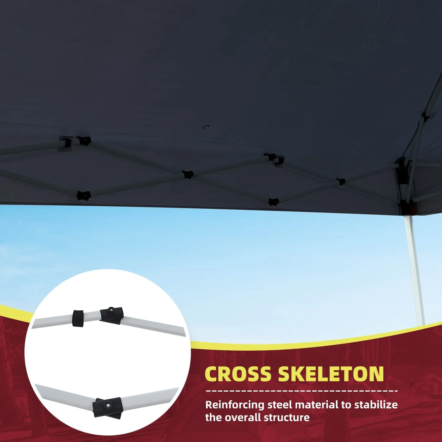 10x10 Heavy Duty Pop up Commercial Canopy Tent Instant Sun Shelter with Roller Bag, Bonus 8 Stakes and 4 Ropes, Black