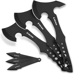 11.5" Throwing Axe Set – Professional Throwing Axe Pack of 6 - Chopping Hatchet with Nylon Sheath – Small Outdoor Camp Hatchet for Axe Throwing Game - Black