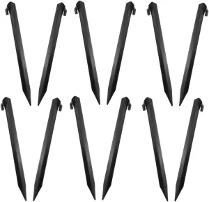 12 Pcs Durable Plastic Tent Stakes Heavy Duty Lawn Pegs for Outdoor Camping Beach and Garden Use Reliable Ground Spikes for Tarp and Canopy Accessories