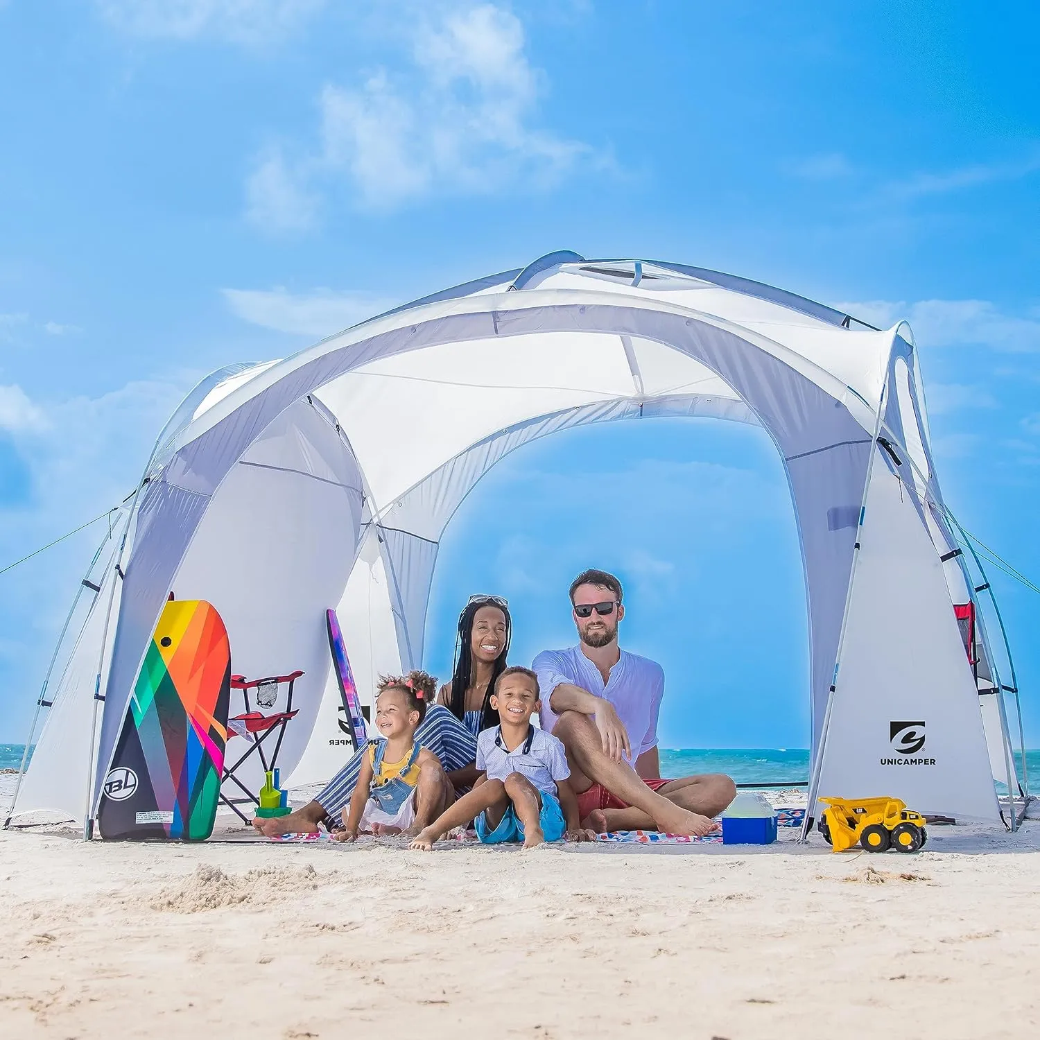 12x12ft Beach Tent Sun Shelter | Perfect for Beach Camping or Backyard Fun | Lightweight Beach Shade Design Provides Easy Setup & UPF50  Protection | Your Family's Perfect Beach Canopy Tent
