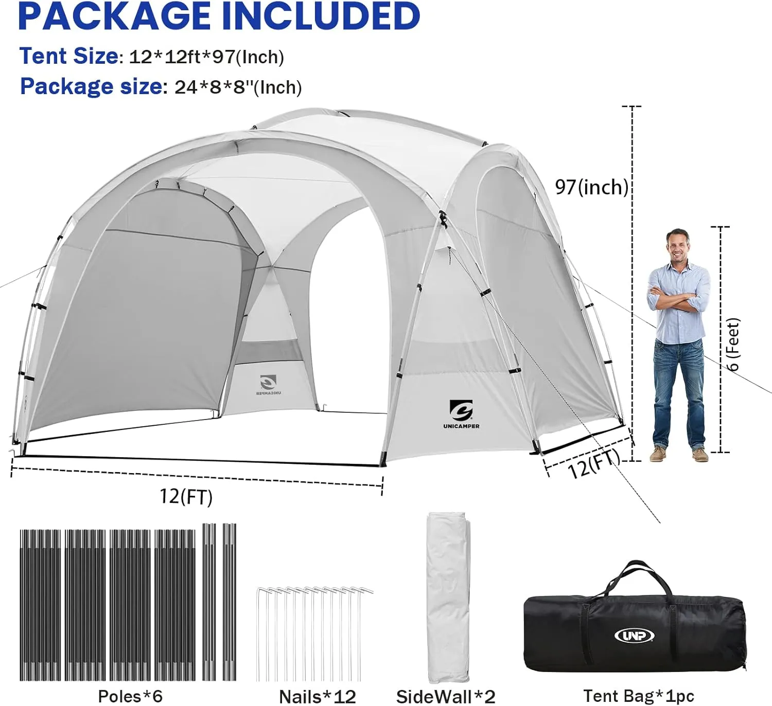 12x12ft Beach Tent Sun Shelter | Perfect for Beach Camping or Backyard Fun | Lightweight Beach Shade Design Provides Easy Setup & UPF50  Protection | Your Family's Perfect Beach Canopy Tent