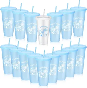 16 Pcs Coastal Cowgirl Bachelorette Party Plastic Cups 24 oz Last Toast on the Coasts Party Tumbler with Lids and Straws Camp Bachelorette Cups for Bride Bridesmaid Gifts