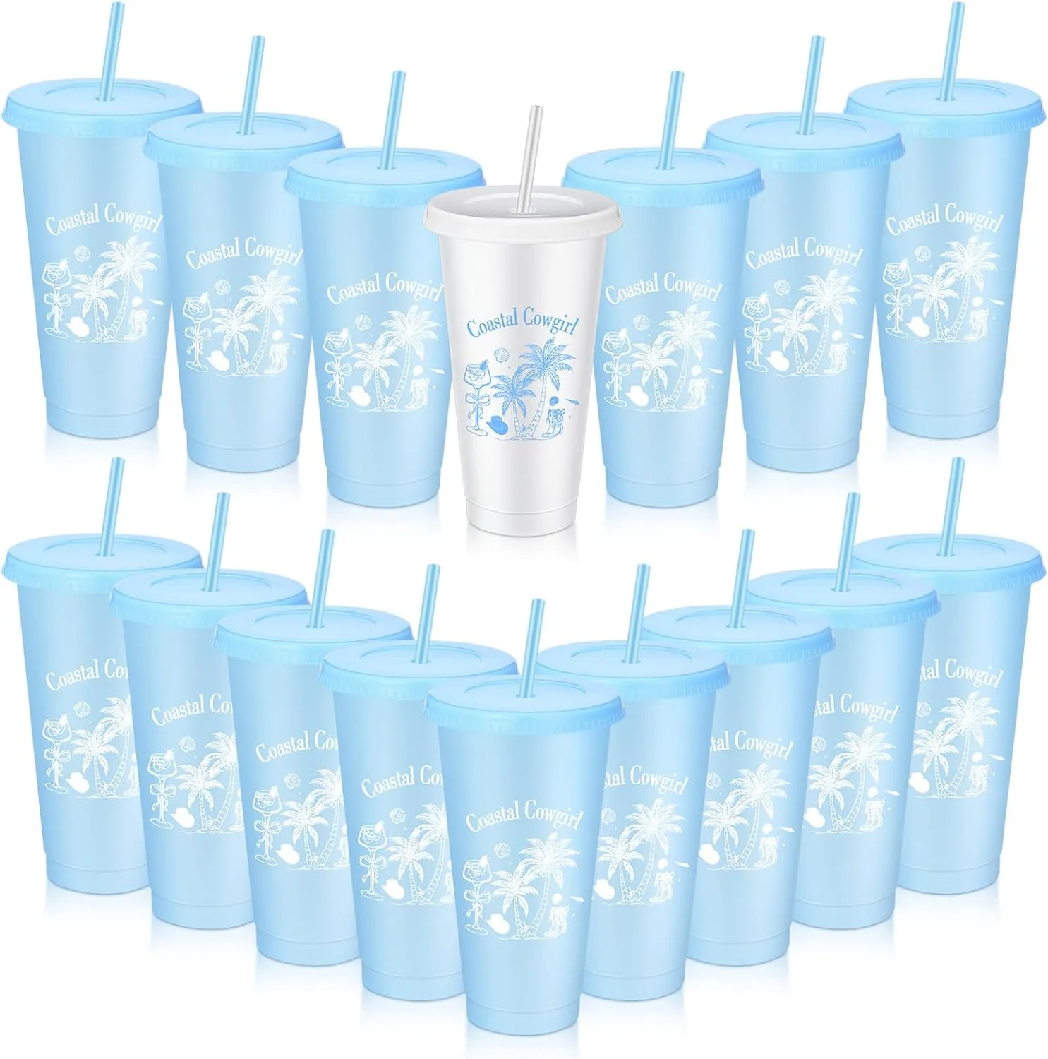 16 Pcs Coastal Cowgirl Bachelorette Party Plastic Cups 24 oz Last Toast on the Coasts Party Tumbler with Lids and Straws Camp Bachelorette Cups for Bride Bridesmaid Gifts