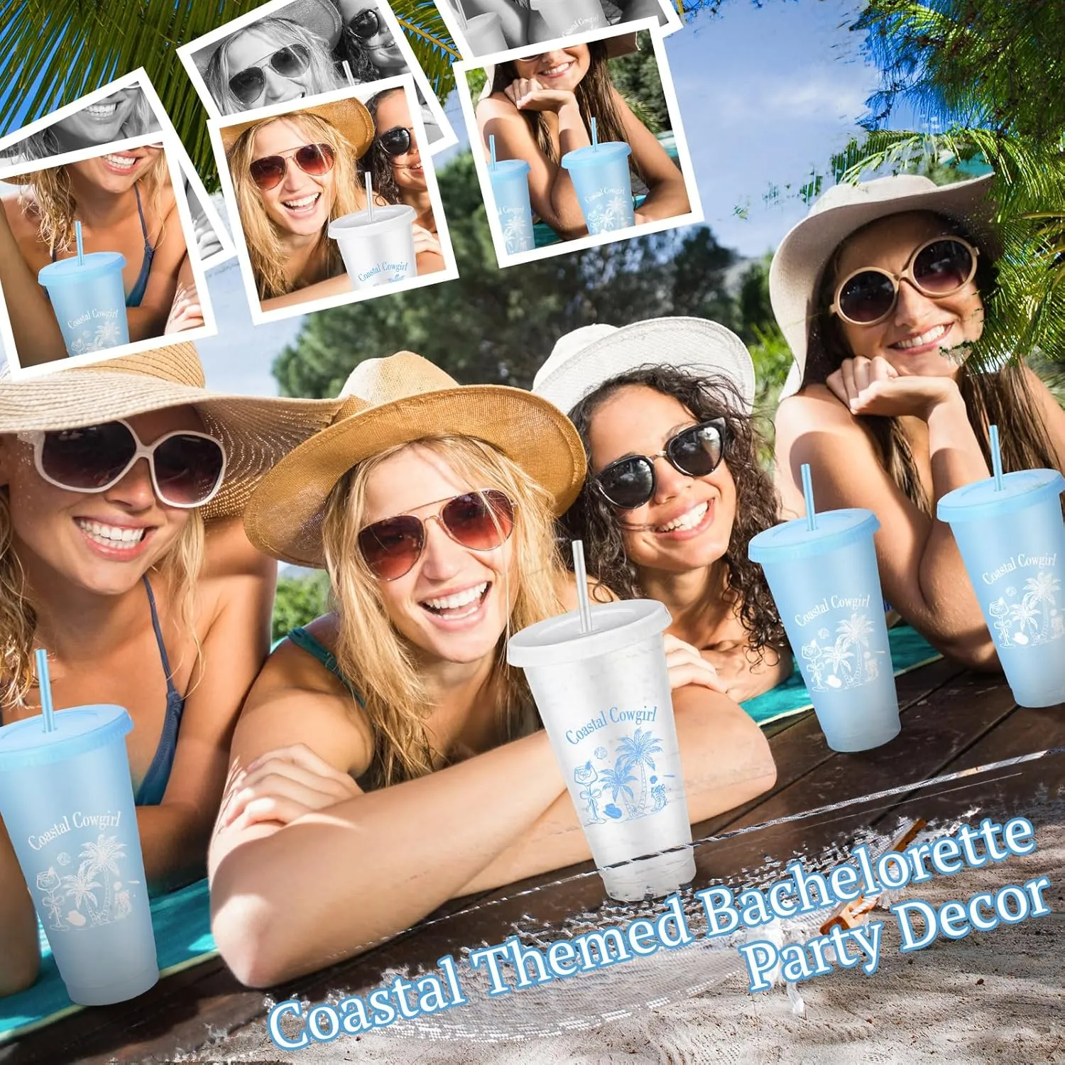 16 Pcs Coastal Cowgirl Bachelorette Party Plastic Cups 24 oz Last Toast on the Coasts Party Tumbler with Lids and Straws Camp Bachelorette Cups for Bride Bridesmaid Gifts