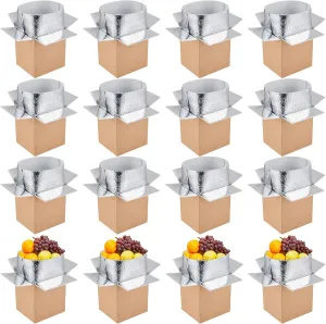 16 Pcs Small Insulated Shipping Boxes for Frozen Food with 6'' x 5'' x 9'' Foil Insulated Bag Liner Cold Shipping Box Insulated Cooler Box Cold Pack Shipping Boxes for Fresh Food Mailing Packing