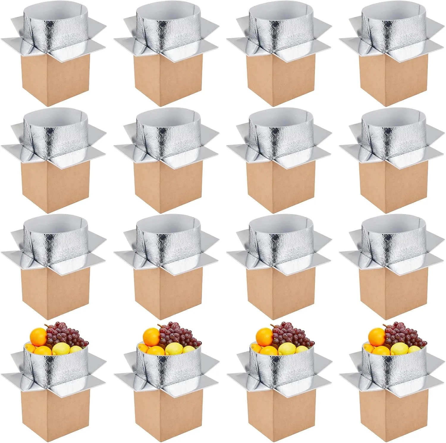 16 Pcs Small Insulated Shipping Boxes for Frozen Food with 6'' x 5'' x 9'' Foil Insulated Bag Liner Cold Shipping Box Insulated Cooler Box Cold Pack Shipping Boxes for Fresh Food Mailing Packing