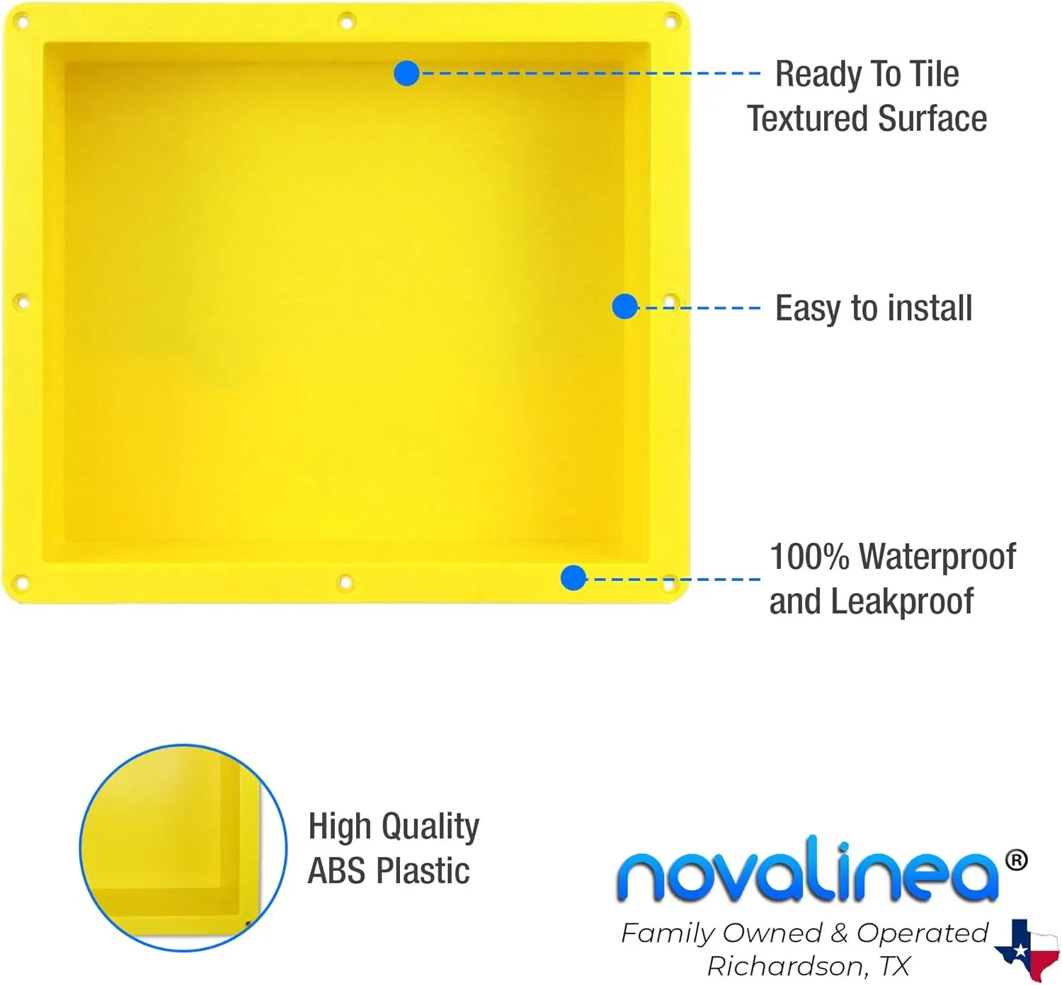 16" x 14" Single Shelf Recessed Shower Niche with Mounting Screws Included, Mounts Flush with 1/2" Backerboard, Ready to Tile, Easy to Install and Waterproof
