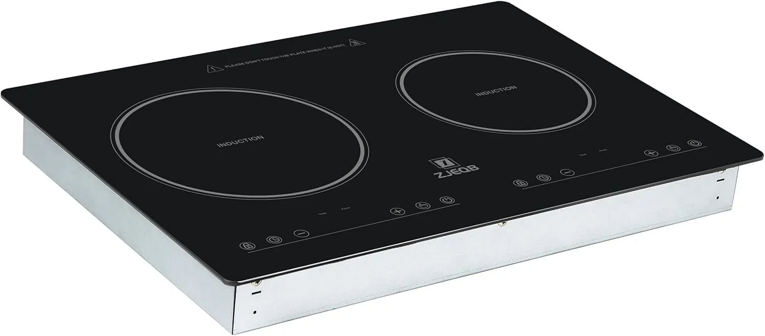 2 burner electric cooktop,Electric Stove Induction Cooktop Vertical with Dual Burners Vitro Smooth Surface 120V, 12 Inch, Black Shatter-Proof Ceramic Glass Surface (12 Inch)