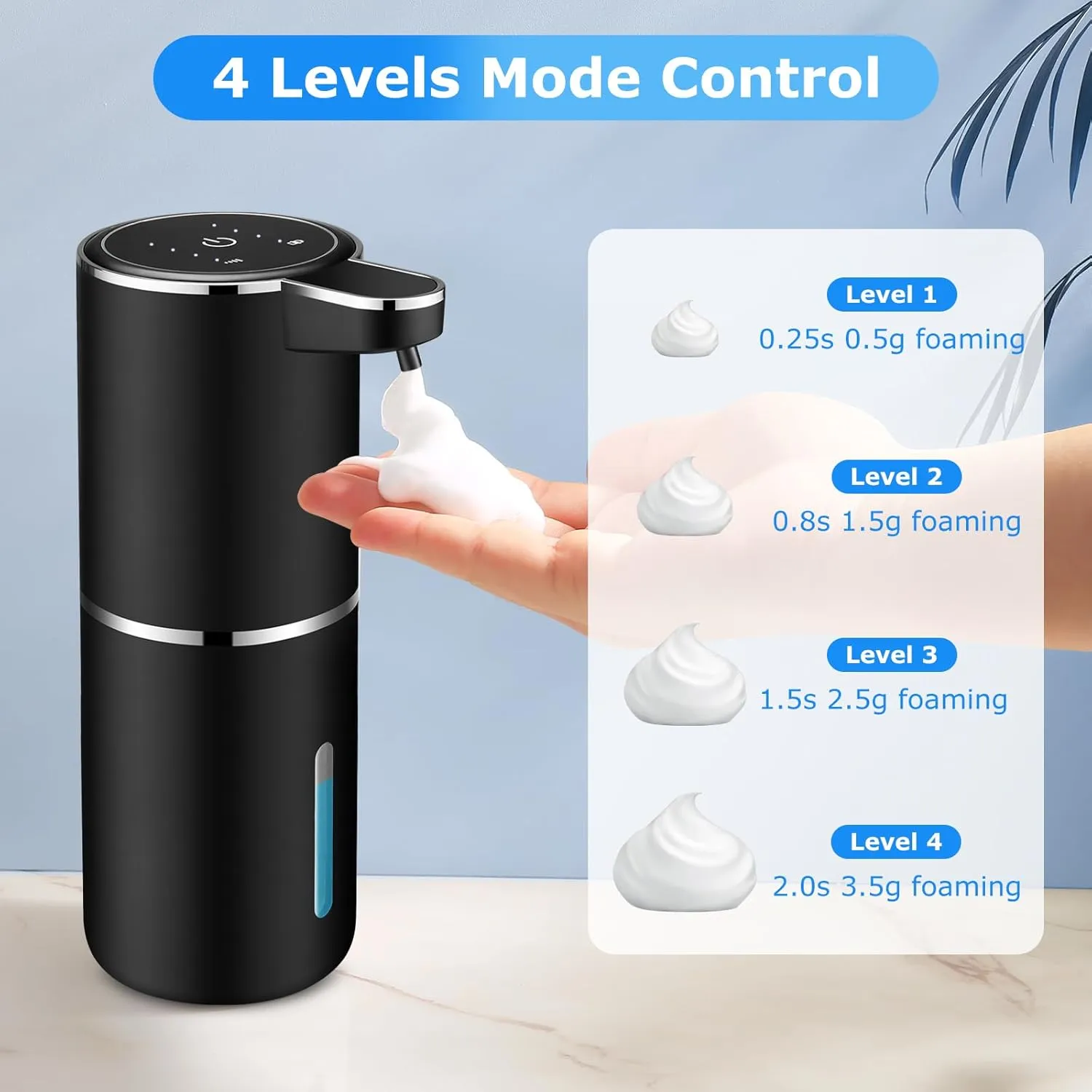 2 Pack Automatic Soap Dispensers,13.4oz/380ml USB Touchless Automatic Foaming Soap Dispenser,Rechargeabled Wall Mounted Smart Soap Dispenser for Bathroom Kitchen Dish Soap(Black)