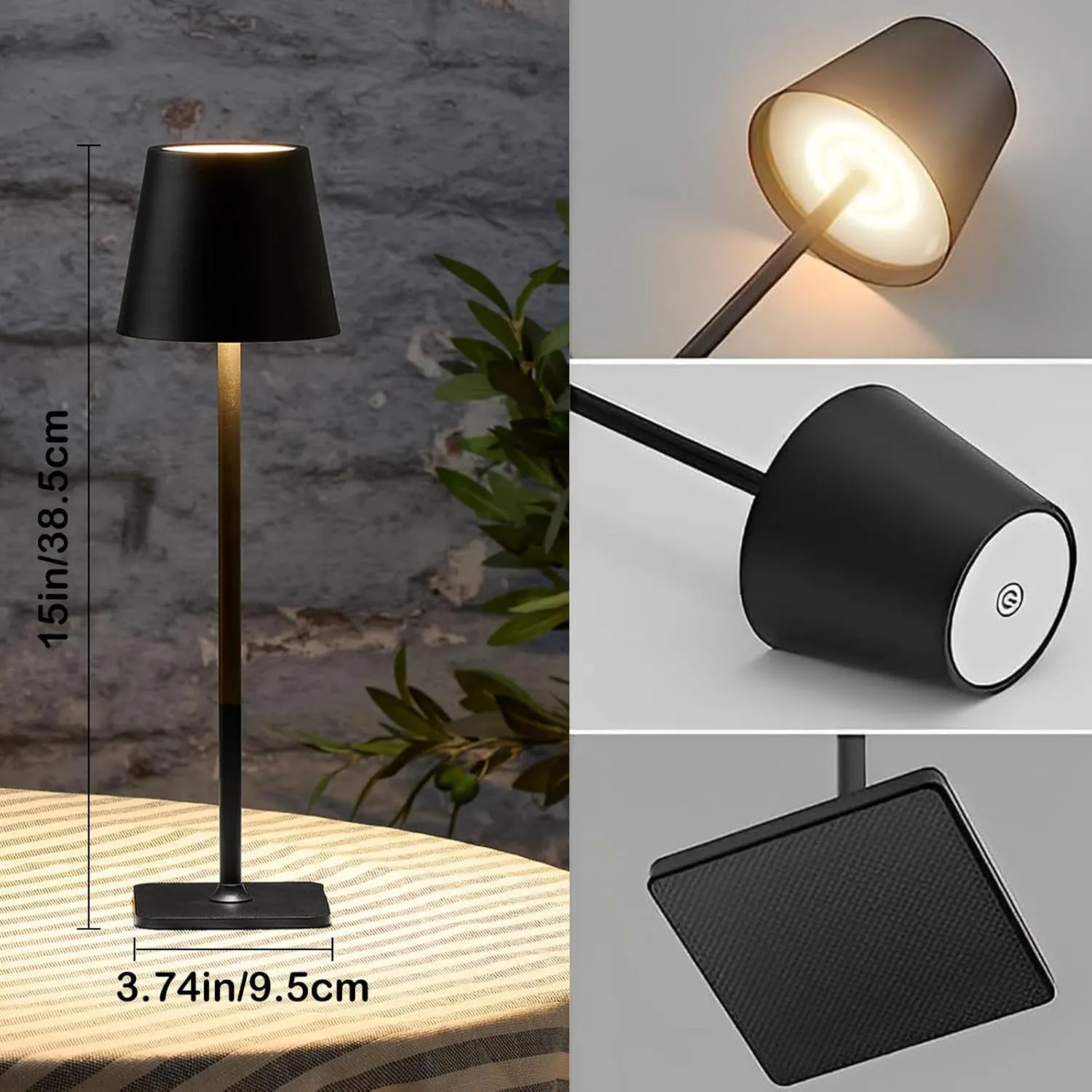 2 Pack Cordless Table Lamps-6000mAh Rechargeable Lamp,Waterproof Outdoor Table Lights for Patio/Shower/Restaurant/Dinner/Kitchen Counter/Dining Table Top Lighting,Mini Small Battery Operated Lamp