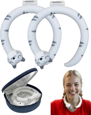 2 Pack Neck Cooling Tube with Insulated Bag - Reusable Ice Ring Neck Cooler Indoor Outdoor - Wearable Cooling Wrap - Relief for Summer and Hot Flashes - Ice Ring Freezes Under 64℉(2Cat)