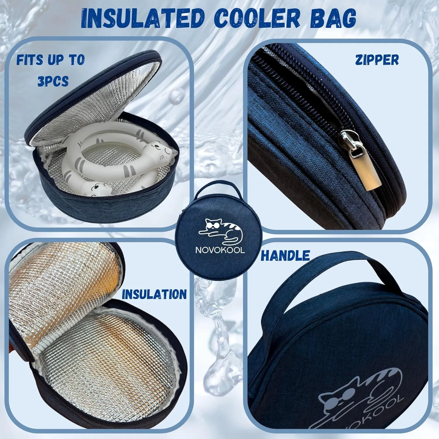 2 Pack Neck Cooling Tube with Insulated Bag - Reusable Ice Ring Neck Cooler Indoor Outdoor - Wearable Cooling Wrap - Relief for Summer and Hot Flashes - Ice Ring Freezes Under 64℉(2Cat)