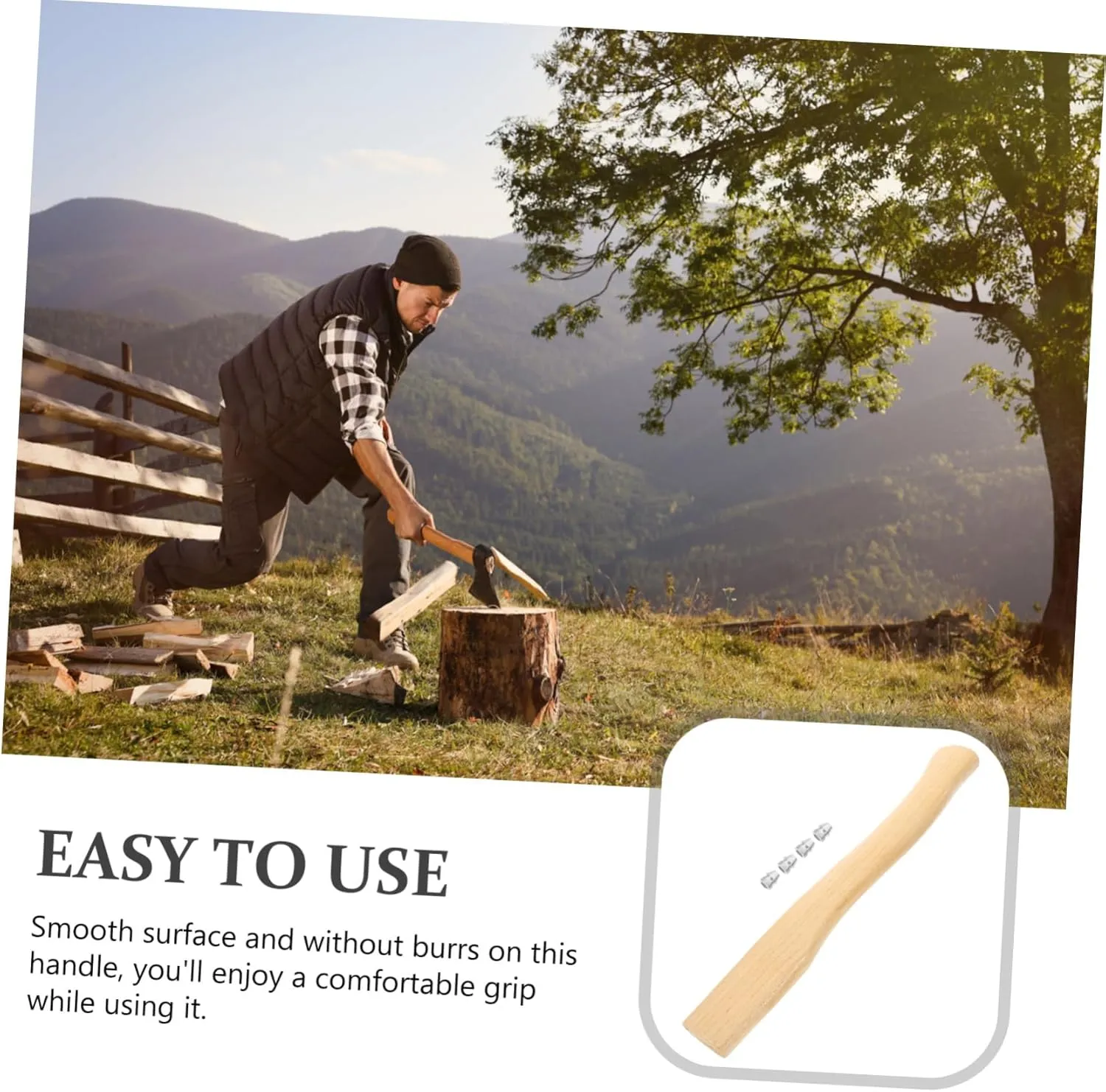 2 Sets Ax Wooden Handle Axe Wooden Handle Anti-Slip Handle for Axe Fitting for Axe Wood Handle Hatchet Handle Replacement Wooden Axe Handle Axe Replace Handle Axe Accessory