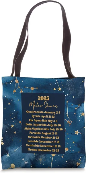 2025 Meteor Shower Dates Shooting Stars Constellation Space Tote Bag