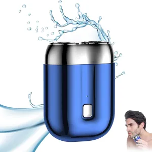 2025 New Mini Dual-Head Electric Shaver, Rechargeable Waterproof Electric Razor for Men, Portable USB Electric Razor, Mini Face & Beard Shaver for Travel (Blue)