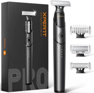 [2025 Upgraded] Beard & Body Hair Trimmer for Men [All-in-One] USB-C Fast Charging, Groin & Ball Hair Painless Electric Shaver, Travel Razors, Waterproof Wet/Dry Groomer, Black(Lite)