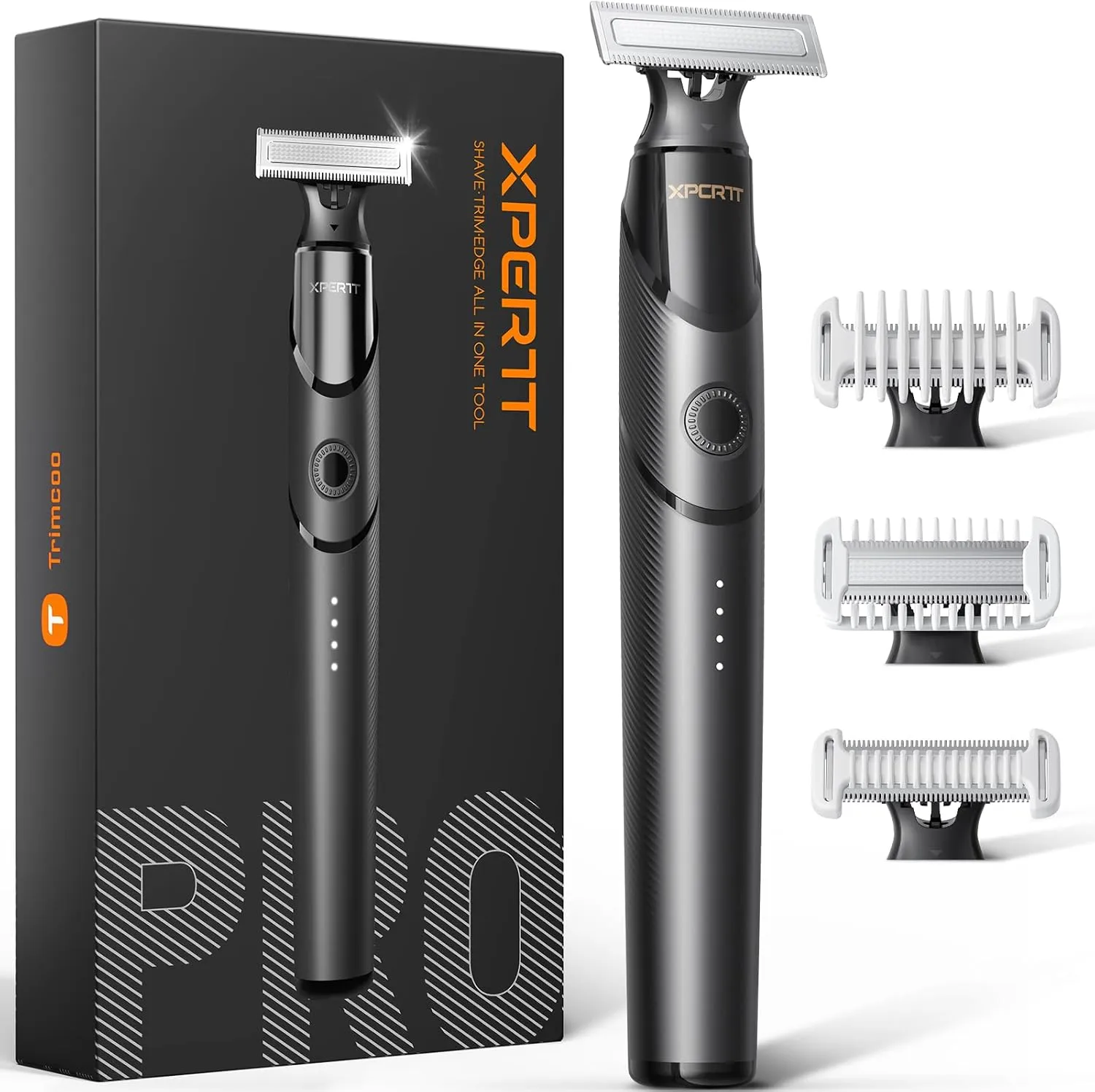 [2025 Upgraded] Beard & Body Hair Trimmer for Men [All-in-One] USB-C Fast Charging, Groin & Ball Hair Painless Electric Shaver, Travel Razors, Waterproof Wet/Dry Groomer, Black(Lite)