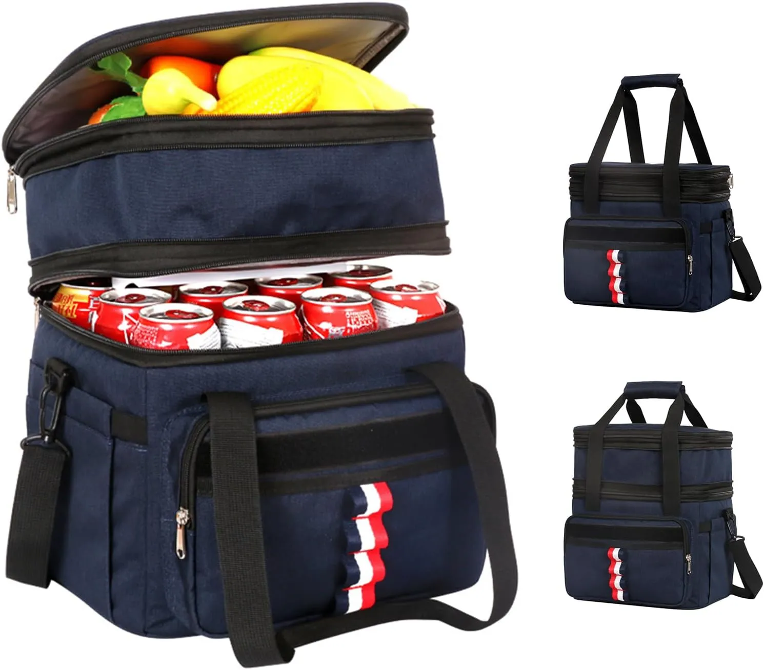 20L Double Deck Insulated Backpack Coolers, Leak Proof Expandable Lunch Bags with Adjustable Strap for Work, Office, Camping, Hiking, Travel, Beach