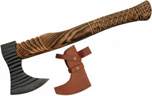 20" Wood Handle Carbon Steel Medieval Viking Axe with Sheath