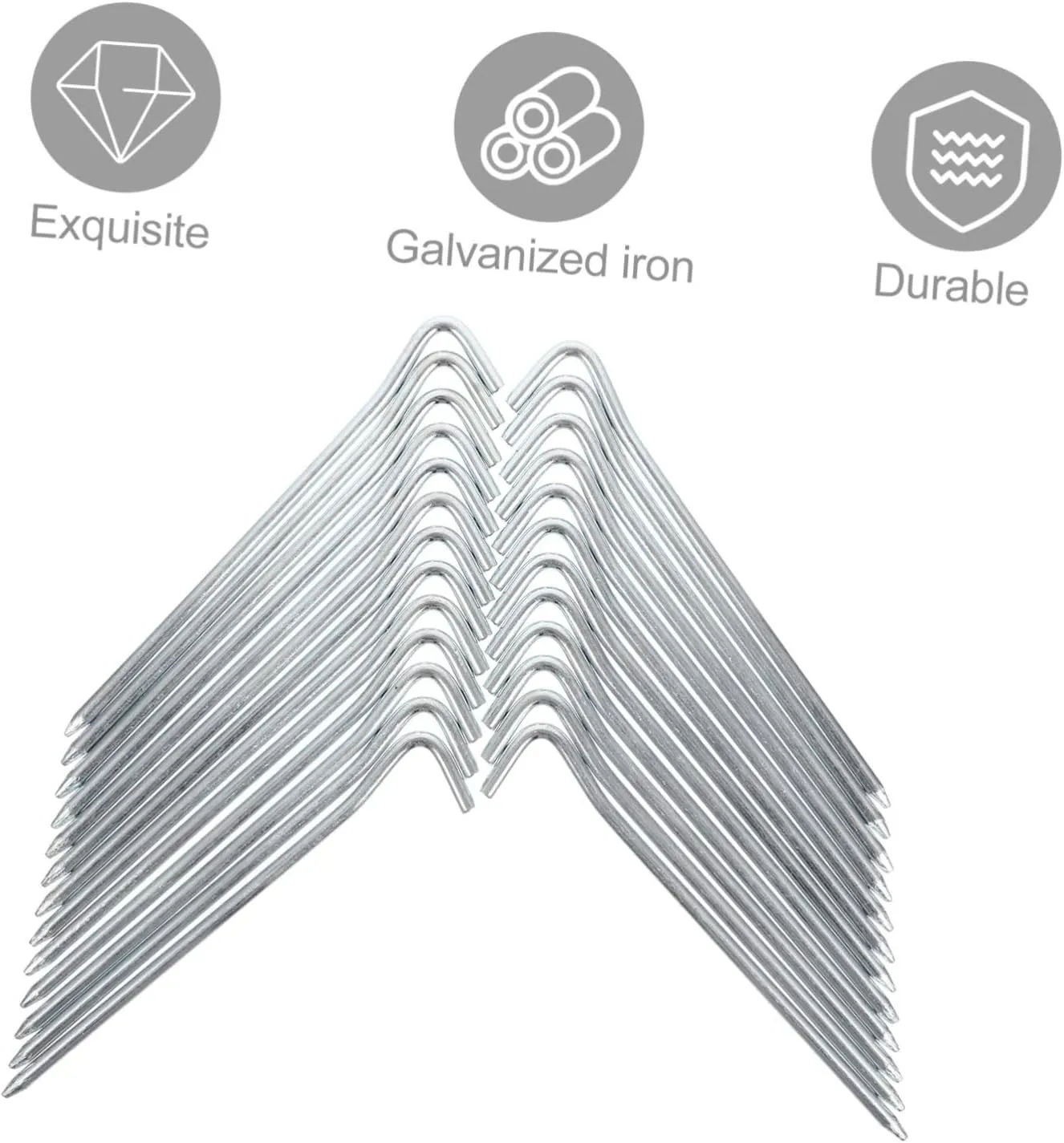 25pcs Metal Tent Stakes Galvanized Heavy Duty Pegs for Camping Outdoor Awning Fixing Supplies Garden Spikes for Secure Tents and