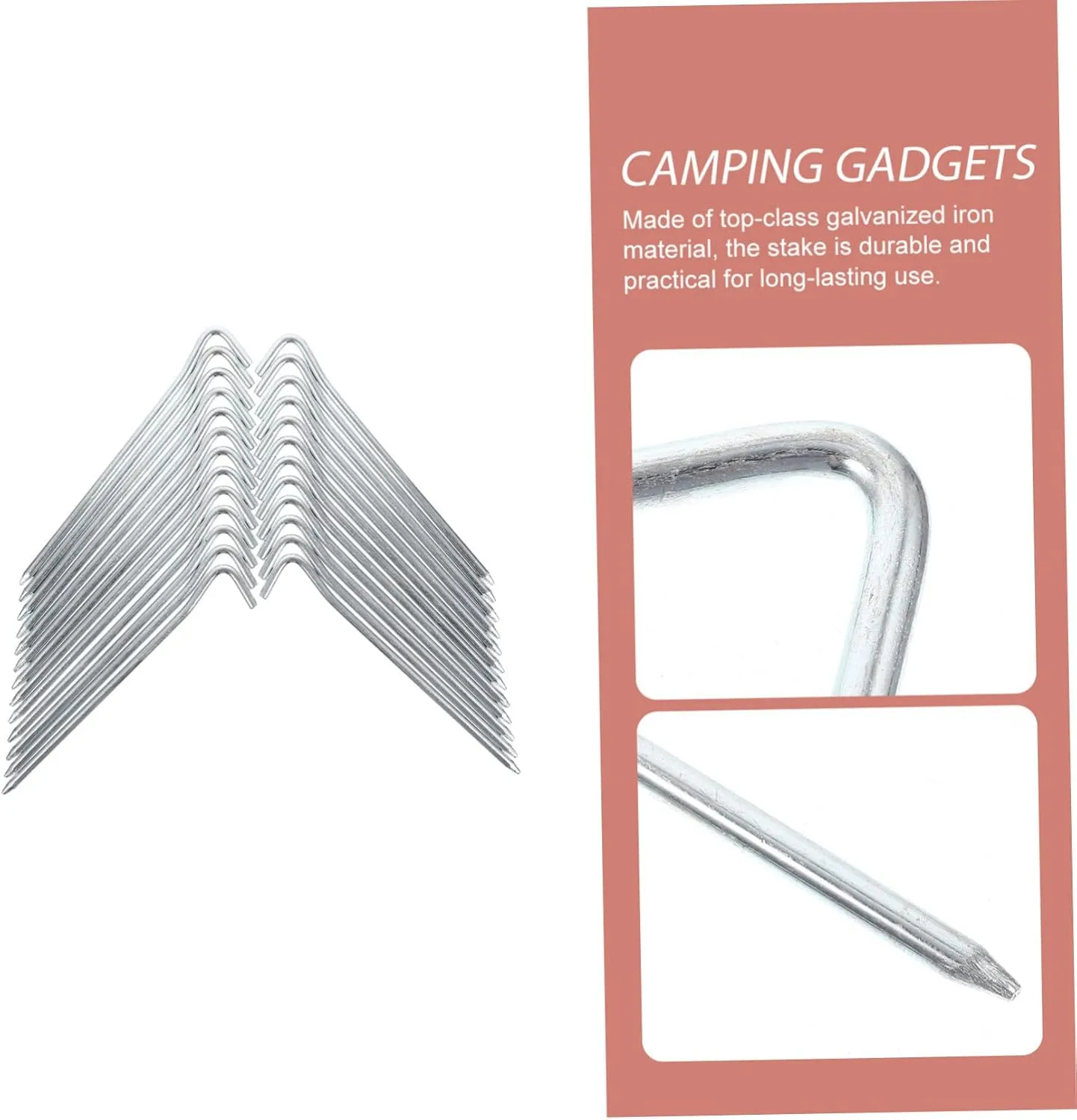 25pcs Metal Tent Stakes Galvanized Heavy Duty Pegs for Camping Outdoor Awning Fixing Supplies Garden Spikes for Secure Tents and