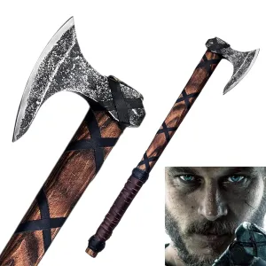 27'' inch Viking Axe of Ragnar Lothbrok - Real Hunting Camping Axe - Viking Axe of Ragnar Axe with Leather Sheath-Best Tomahawk Axe Viking Bearded Axe, Viking Gift for Men