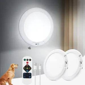 2PCs Battery Powered Ceiling Light Without Wiring, 7.48" Rechargeable Closet Lights Motion Sensored 3000K/4500K/6500K, Timing Dimmable Ceiling Lights No Electricity Needed for Shower Hallway