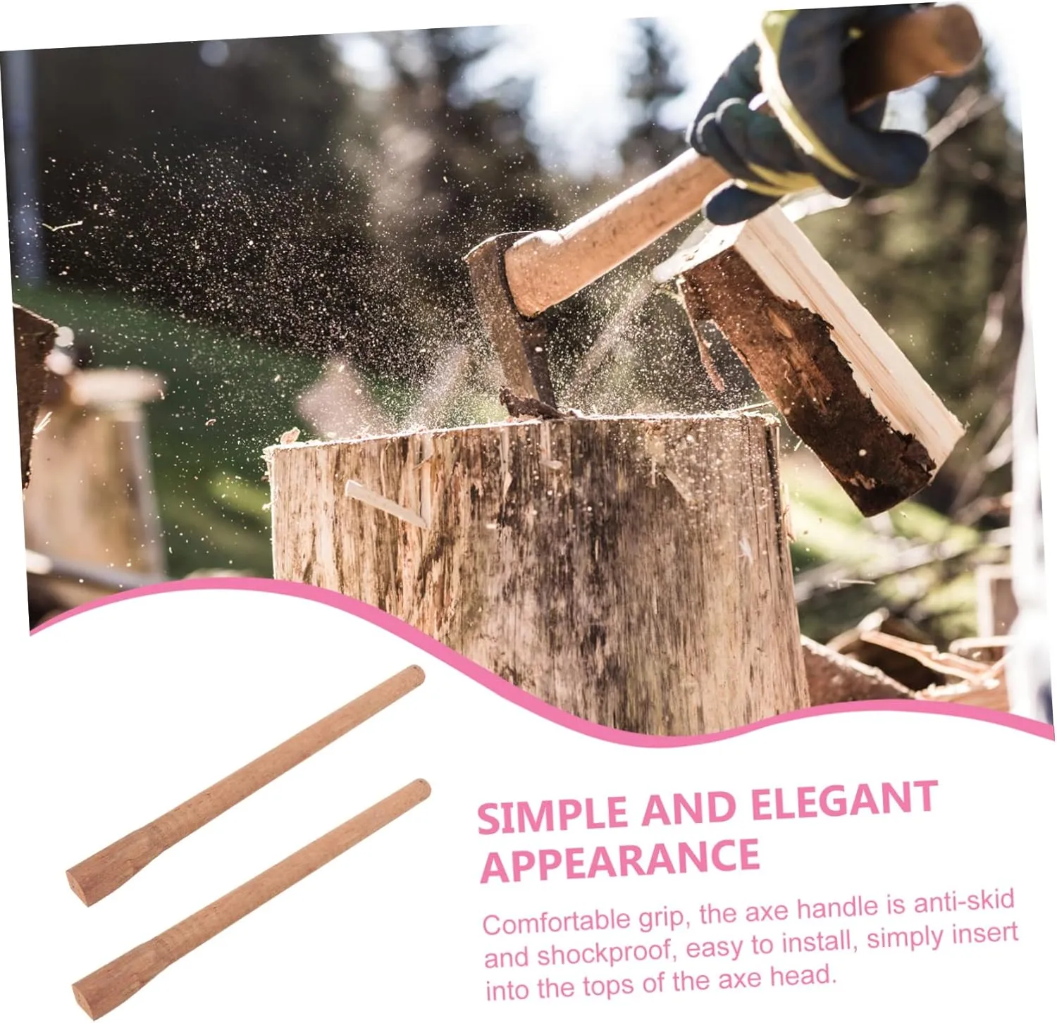 2pcs Wooden Hatchet Handle Replacement Hardwood Axe Handle for Camp Axe Comfortable Grip Easy Installation for Outdoor Work