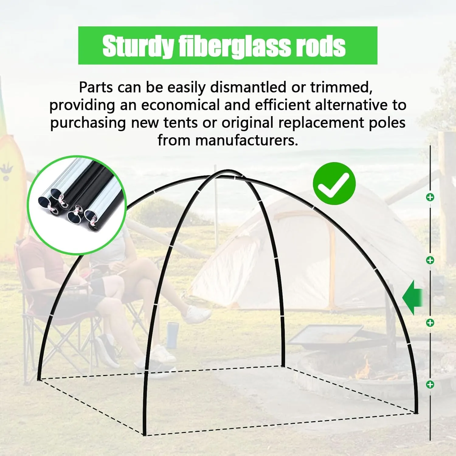 2PCSX13.1Feet Length，Tent Pole,Kids Tent Replacement Poles for Kids Tent ， 8mm ，Hiking and Camping Tarp，Suitable for All Kinds of Outdoor Camping Tent；10 Poles Included； (2PCSX13.1Feet Length)