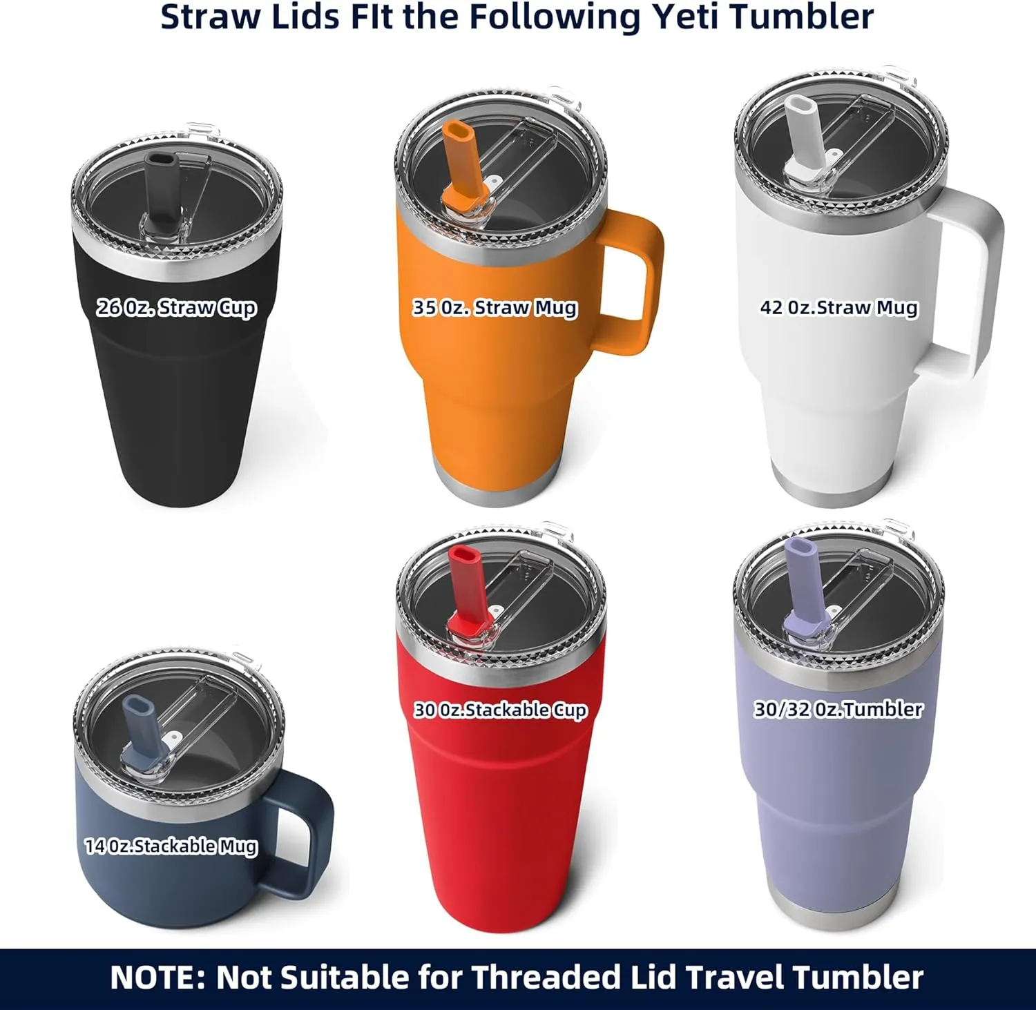 30 oz Straw Leak Proof Lid for YETI, Tumbler Lid for Yeti Rambler 30/32 oz Tumbler,26/35/42 oz Straw Mug,and Hydro Flask 32/40oz Travel Tumbler,Replacement Lid BPA Free(King Crab*2)