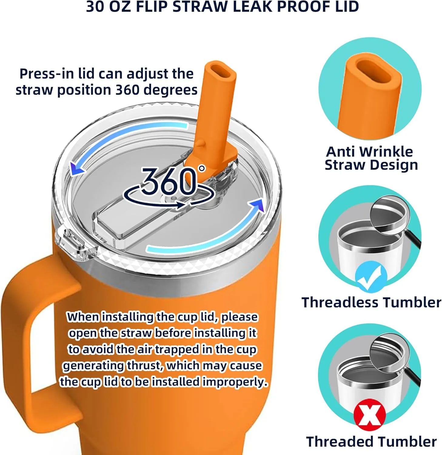 30 oz Straw Leak Proof Lid for YETI, Tumbler Lid for Yeti Rambler 30/32 oz Tumbler,26/35/42 oz Straw Mug,and Hydro Flask 32/40oz Travel Tumbler,Replacement Lid BPA Free(King Crab*2)