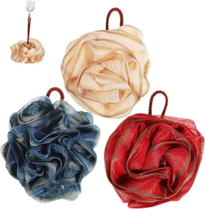 3pcs Shaped Loofah Sponge Foaming Bath for Shower Sturdy and Soft Body Scrubber Hanging Rope for Men and Women Exfoliation and Cleansing