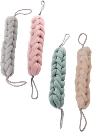 4Pcs Exfoliating Shower Towels for Bath Long Scrubbing Towel Lightweight Quick Drying Body Scrubber for Massage Skin Care Promotes Random Color