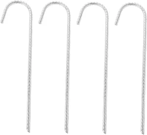4Pcs Heavy Duty Metal Stakes Threaded Ground Anchors for Tents and Trampolines All Season Outdoor Securing Tool for Enhanced Stability and Quick Setup