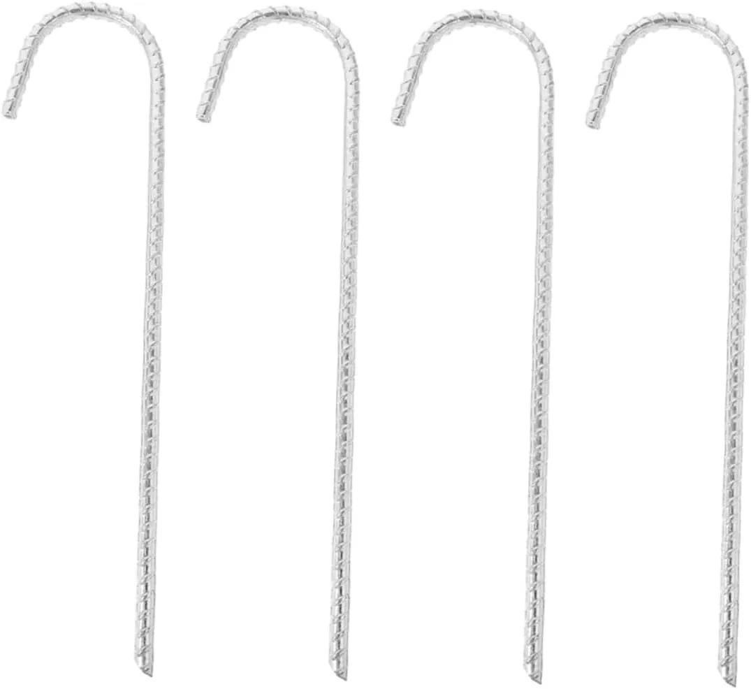 4Pcs Heavy Duty Metal Stakes Threaded Ground Anchors for Tents and Trampolines All Season Outdoor Securing Tool for Enhanced Stability and Quick Setup