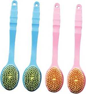 4pcs Long Handle Massage Brush Double Sided Bath Scrubber for Body Cleansing Exfoliation Relaxation Lightweight Bath Accessories