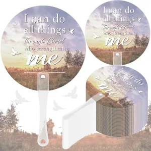 50 Pcs Christian Church Plastic Fans Religious Handheld Fan Bulk Religious Gifts with Plastic Handle for Church Women Men Decoration Gift(Sky)