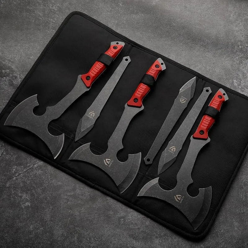 6PC Camping Axe, Folding Survival Axe, Outdoor Adventure Tactical Camping Axe (红色)