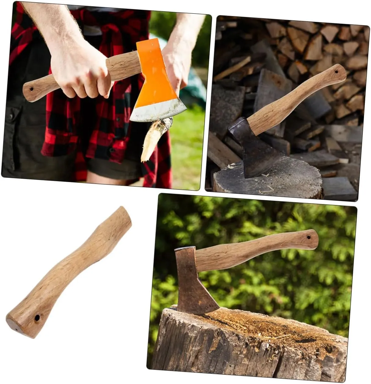 8 Pcs Wooden Ax Handle Axe Replace Handle Axe Handle for Replacement Axe Handle Replacements Fitting for Axe Wooden Replacement Handle Wooden Handle for Axe Wood Grip for Axe