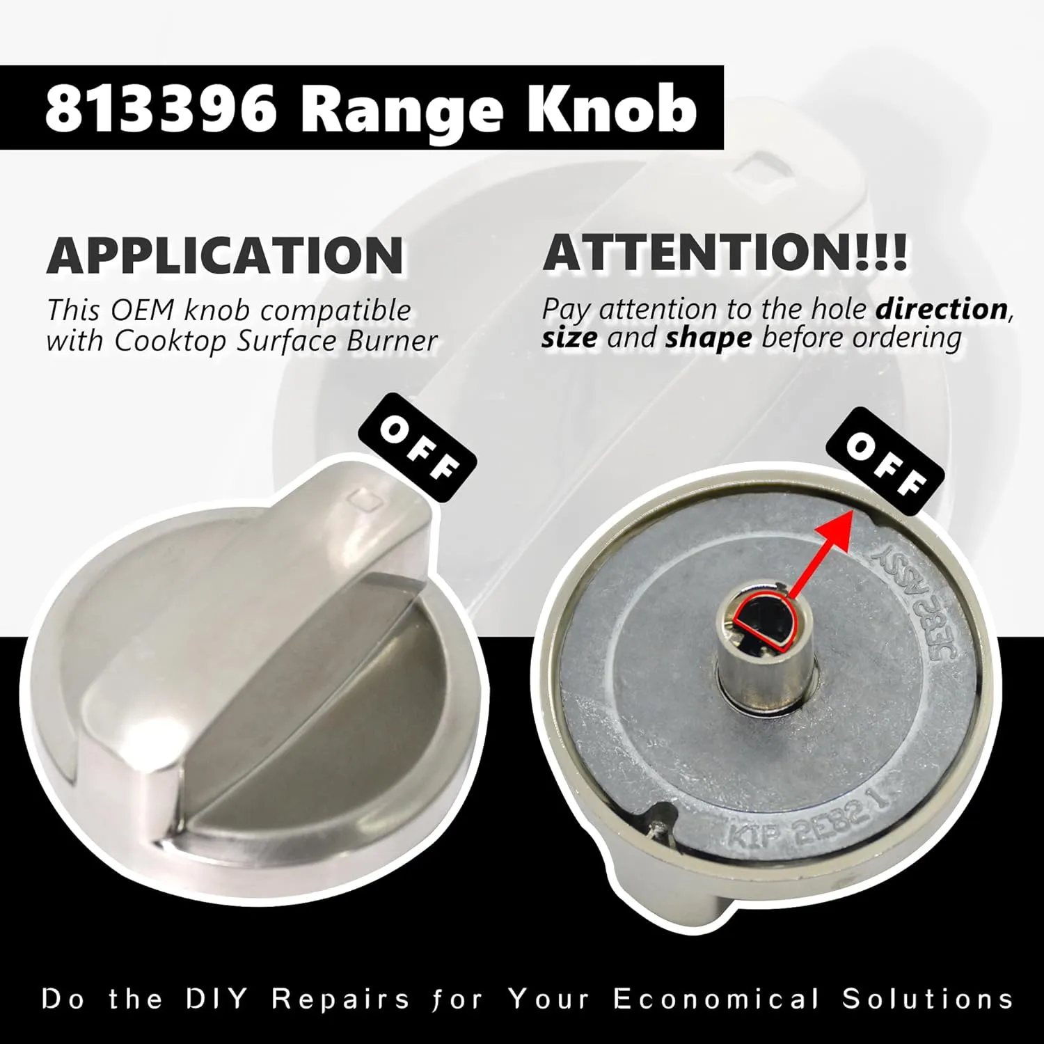 813396 Stove Knob Dial Gas Control Assembly Compatible with Wolf Cooktop Range Surface Burner Accessories (5PCS)