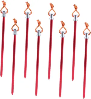 8PCS Portable Aluminum Alloy Ground Stakes with Rope Lightweight Tent Pegs for Camping Canopy and Outdoor Activities Durable and Convenient for and Storage
