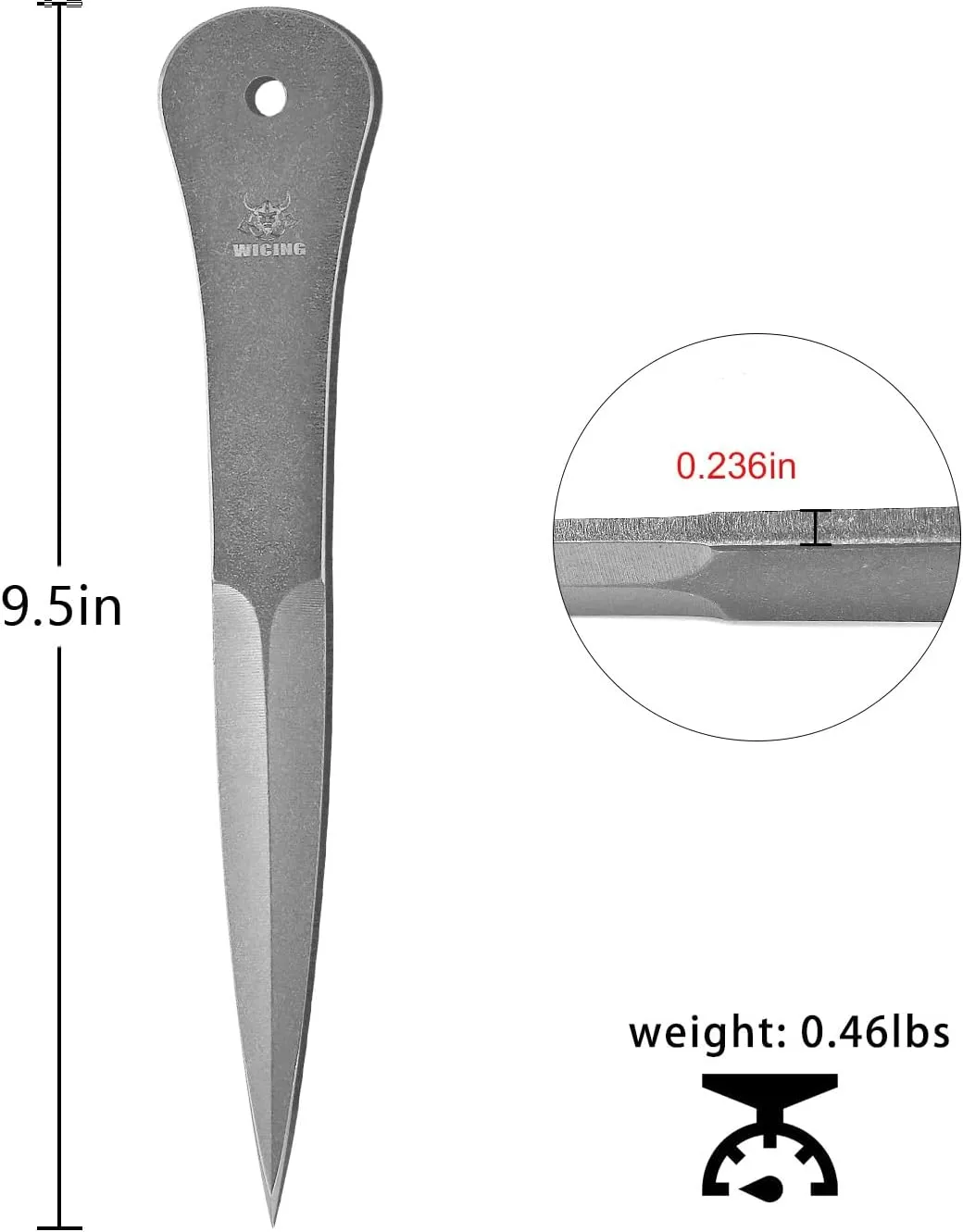9.5 Inch Throwing Spikes - 0.236" Thick Full Tang Design, with Nylon Sheaths for Recreation and Competition - 6 Pack