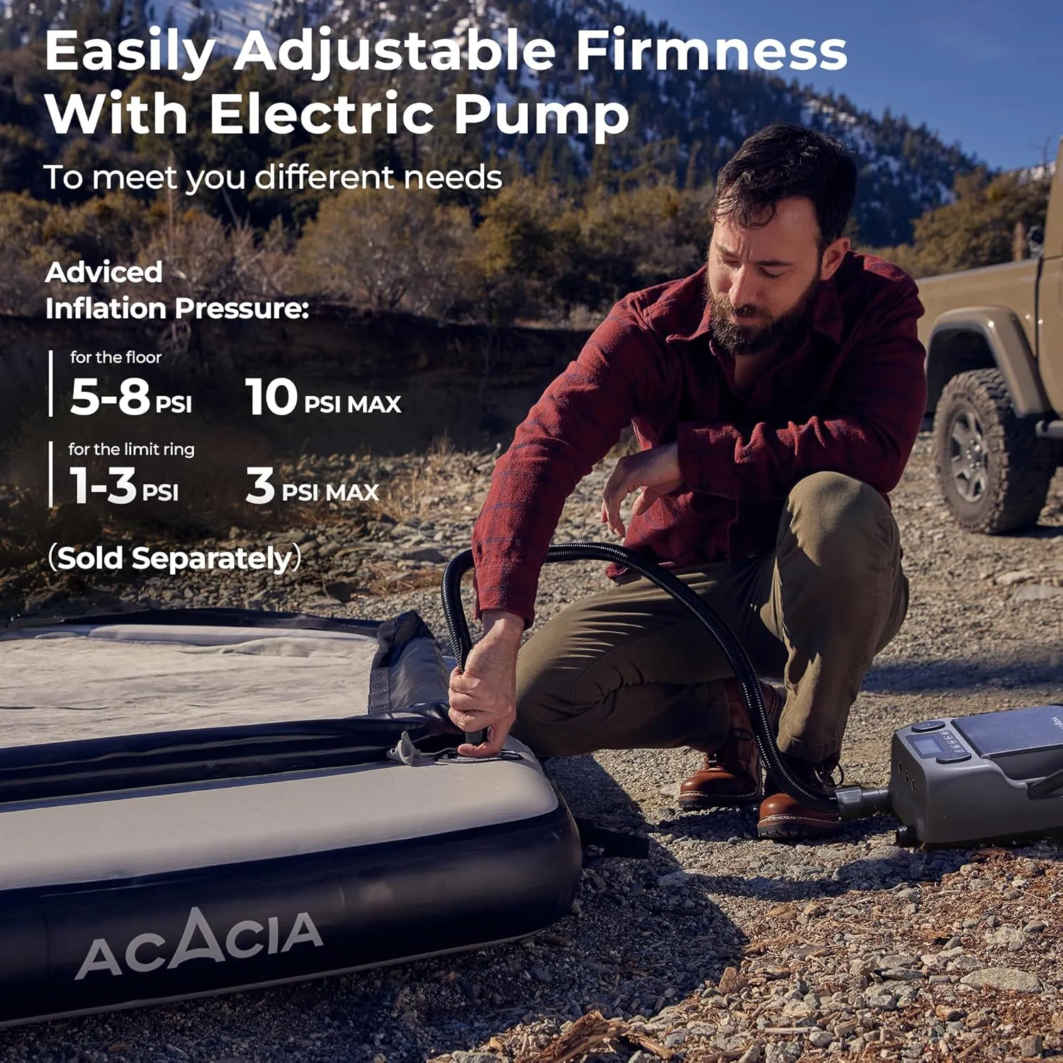 ACACIA Space Air Floor XL, 6 Inches Thick 4 Layers Inflatable Air Mattress with Removable Carpet and Carry Bag, Waterproof Moistureproof Mat Base for Camping, Lake, Pool Floating