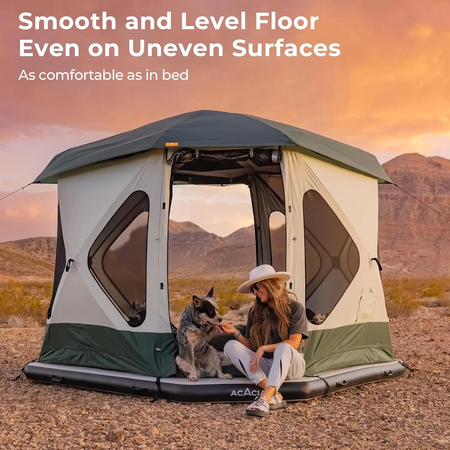 ACACIA Space Air Floor XL, 6 Inches Thick 4 Layers Inflatable Air Mattress with Removable Carpet and Carry Bag, Waterproof Moistureproof Mat Base for Camping, Lake, Pool Floating